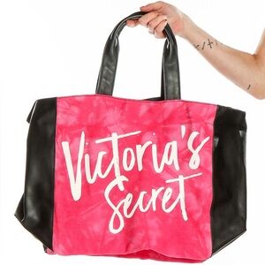 NWOT Victoria's Secret Pink and Black Beach Travel Tote Bag